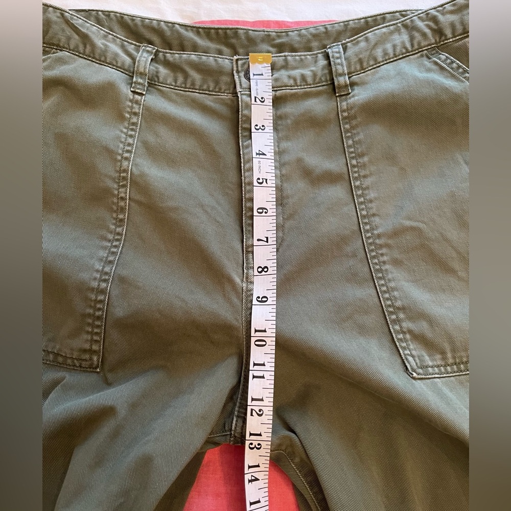 GAP Women’s Mid Rise Twill Barrel Pants 16 Petite Olive Green - Picture 9 of 11